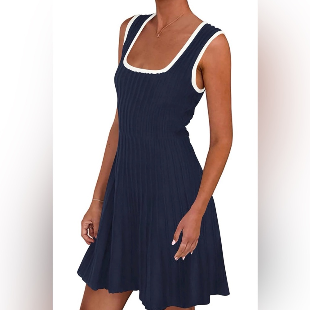 S52 Black Sleeveless Dress with White Trim